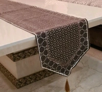 GROKI High Quality Embroidred Cotton Cloth  Table Runner( Size16X72 Inch) For Home /Office / Living  Room  -  Brown